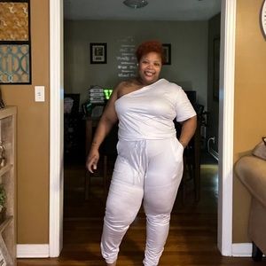 Silver One Shoulder Jumpsuit